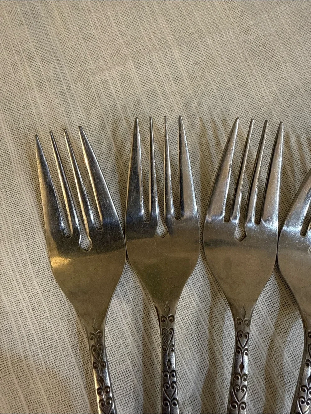 Interpur Japan MCM INR2 Salad Forks Hearts Scrolls Wood Handles Set of 6